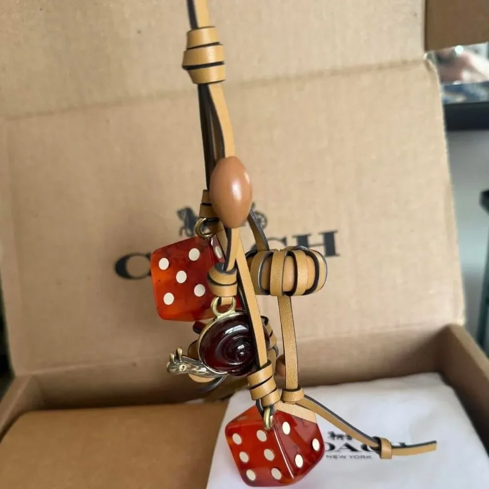 Coach dice cluster charm tan brown NWT - Picture 1 of 3